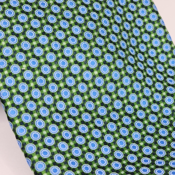 ERMENEGILDO ZEGNA Blue & Green Silk Tie. - Picture 7 of 9